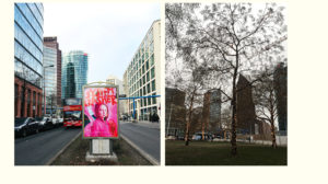 berlin Potsdamer Platz Berlinale Plakat und letzte Weihnachtsbäume